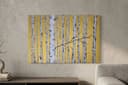 Birch forest on a golden background