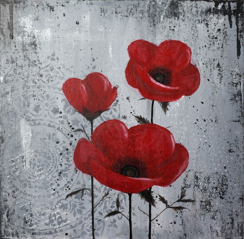 Poppies on shabby background